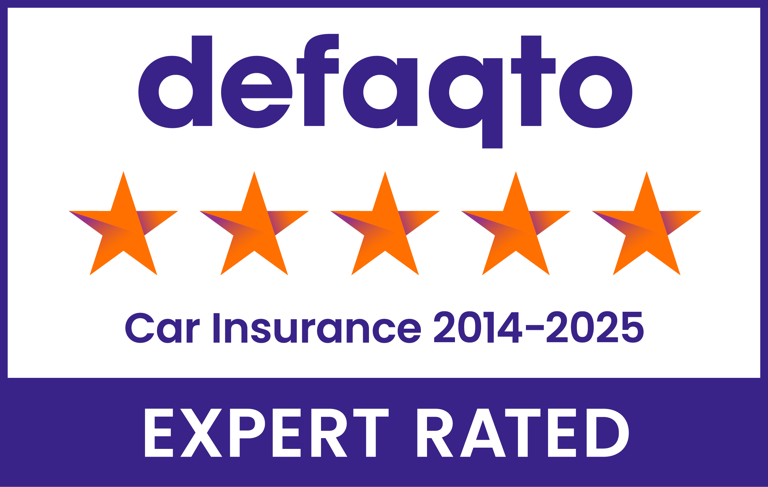 Defaqto 5 star rating 2014-2025 car insurance logo