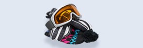 Winter sports goggles and gloves