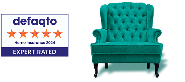 Green armchair with defaqto five star rated logo